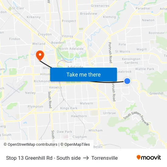Stop 13 Greenhill Rd - South side to Torrensville map