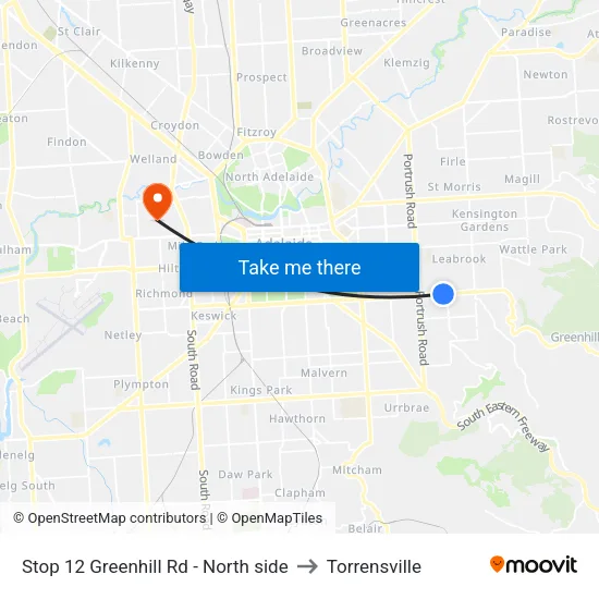 Stop 12 Greenhill Rd - North side to Torrensville map