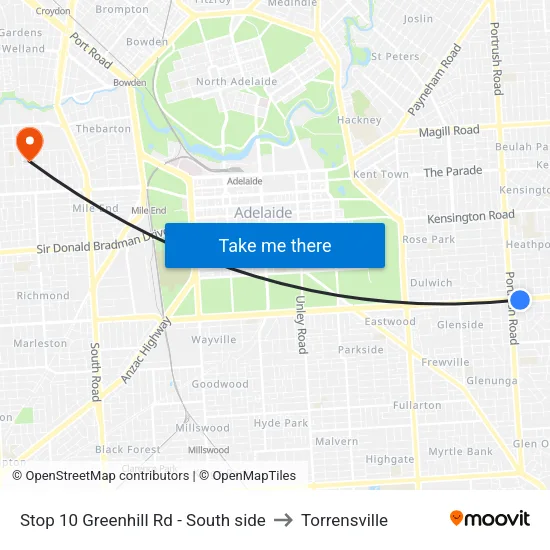 Stop 10 Greenhill Rd - South side to Torrensville map