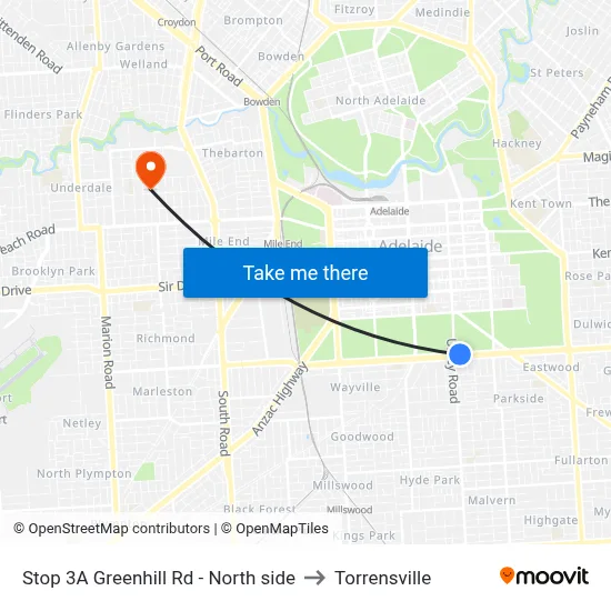 Stop 3A Greenhill Rd - North side to Torrensville map