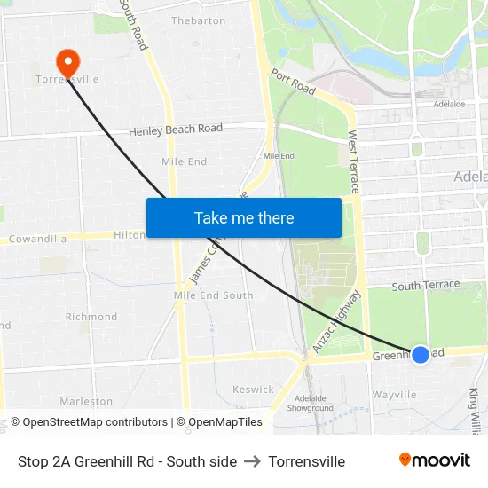 Stop 2A Greenhill Rd - South side to Torrensville map
