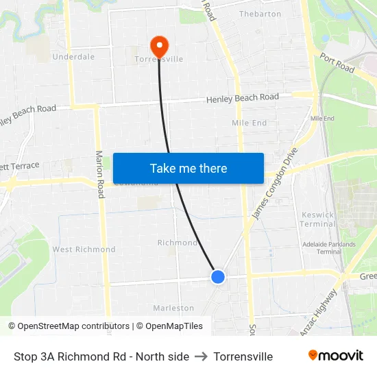 Stop 3A Richmond Rd - North side to Torrensville map