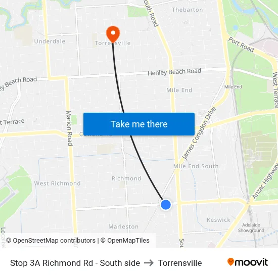 Stop 3A Richmond Rd - South side to Torrensville map