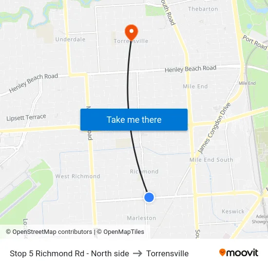 Stop 5 Richmond Rd - North side to Torrensville map