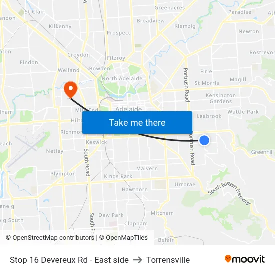 Stop 16 Devereux Rd - East side to Torrensville map