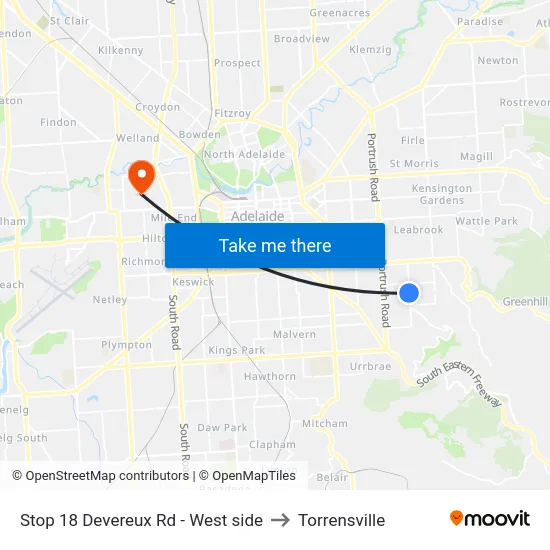 Stop 18 Devereux Rd - West side to Torrensville map
