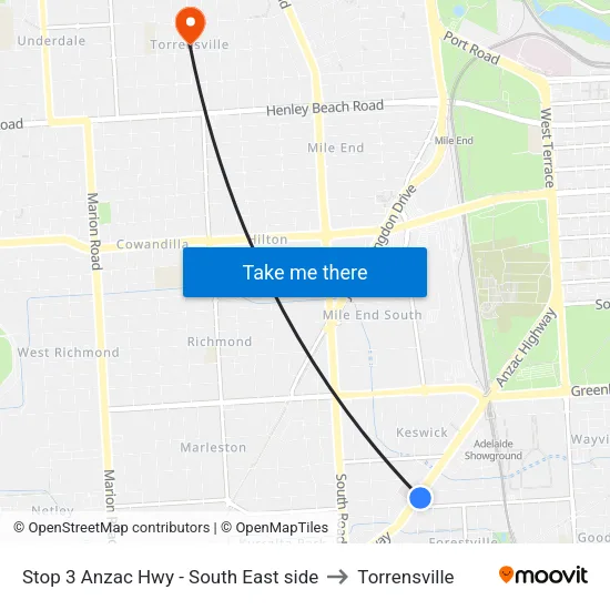 Stop 3 Anzac Hwy - South East side to Torrensville map