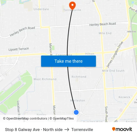 Stop 8 Galway Ave - North side to Torrensville map