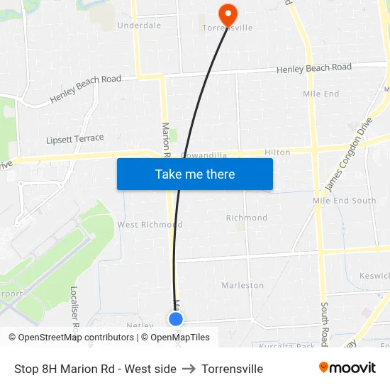 Stop 8H Marion Rd - West side to Torrensville map