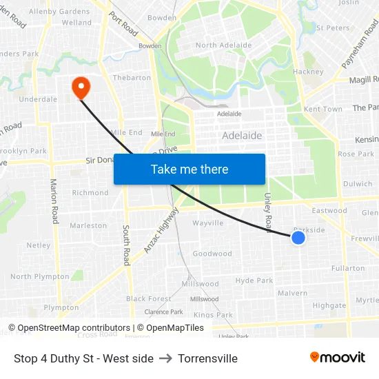 Stop 4 Duthy St - West side to Torrensville map