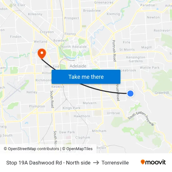 Stop 19A Dashwood Rd - North side to Torrensville map