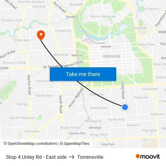 Stop 4 Unley Rd - East side to Torrensville map