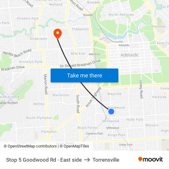 Stop 5 Goodwood Rd - East side to Torrensville map