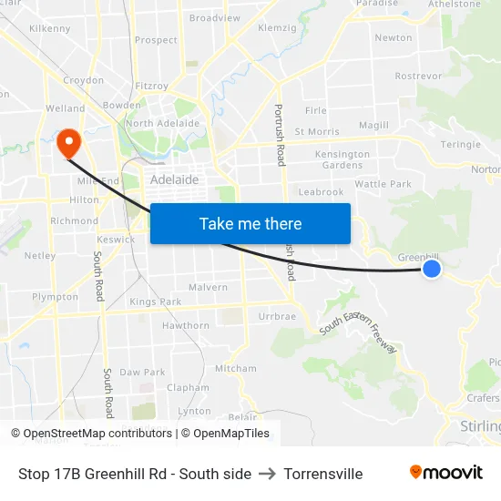 Stop 17B Greenhill Rd - South side to Torrensville map