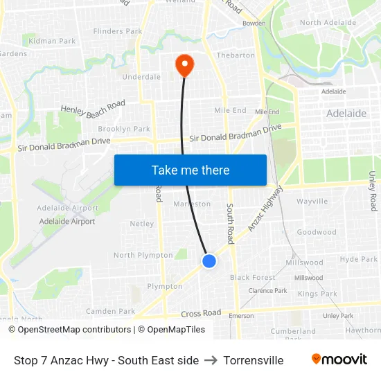 Stop 7 Anzac Hwy - South East side to Torrensville map
