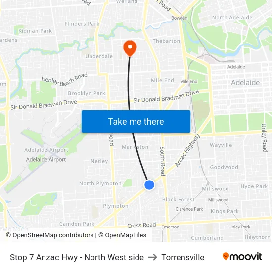 Stop 7 Anzac Hwy - North West side to Torrensville map