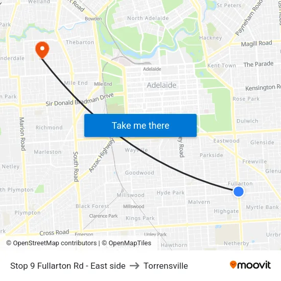 Stop 9 Fullarton Rd - East side to Torrensville map