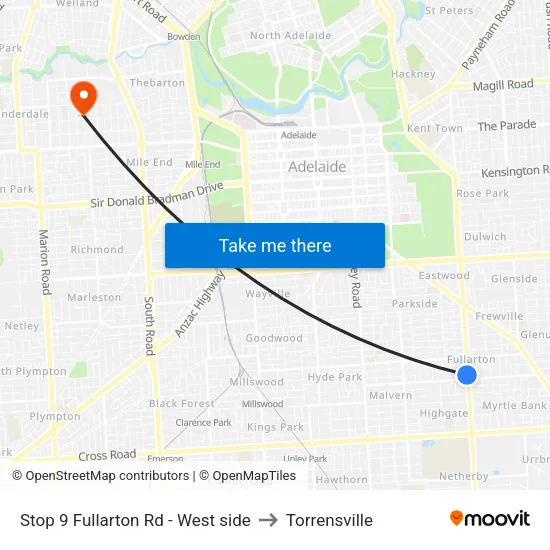 Stop 9 Fullarton Rd - West side to Torrensville map
