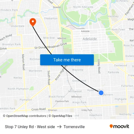 Stop 7 Unley Rd - West side to Torrensville map