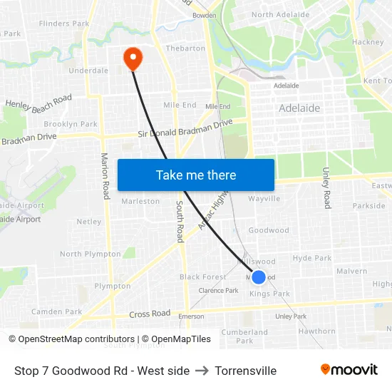 Stop 7 Goodwood Rd - West side to Torrensville map
