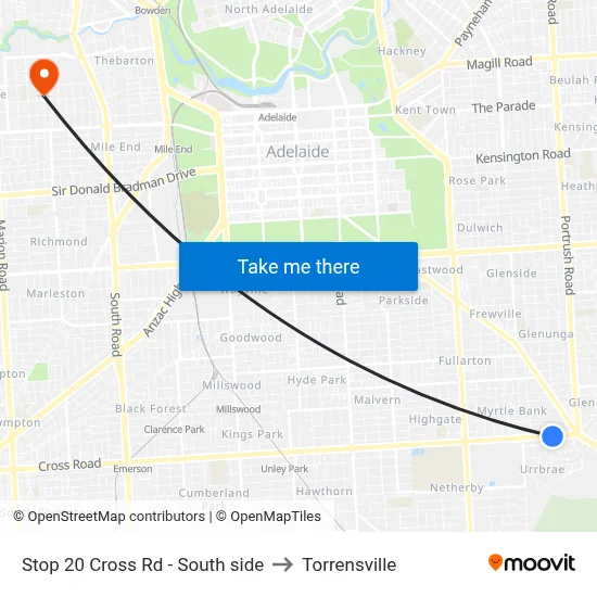 Stop 20 Cross Rd - South side to Torrensville map