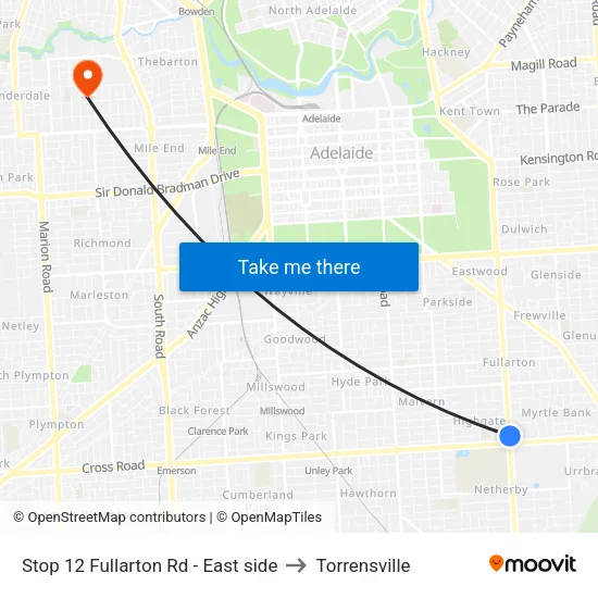 Stop 12 Fullarton Rd - East side to Torrensville map