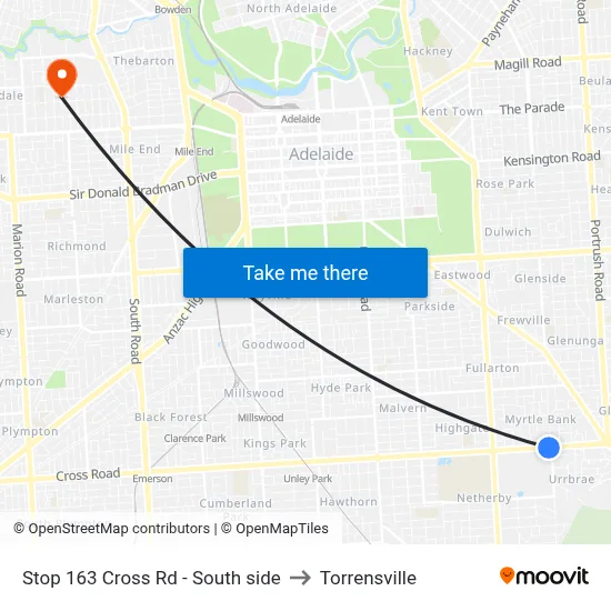 Stop 163 Cross Rd - South side to Torrensville map