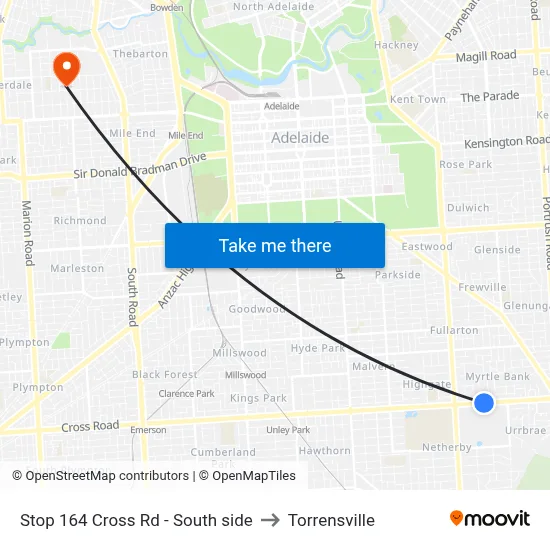 Stop 164 Cross Rd - South side to Torrensville map