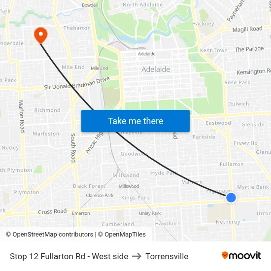 Stop 12 Fullarton Rd - West side to Torrensville map