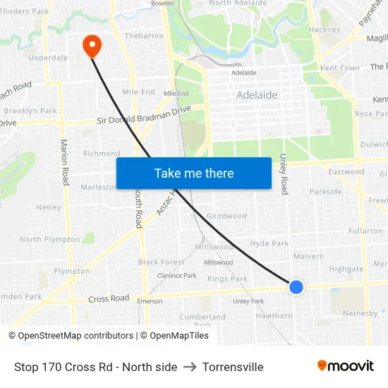 Stop 170 Cross Rd - North side to Torrensville map