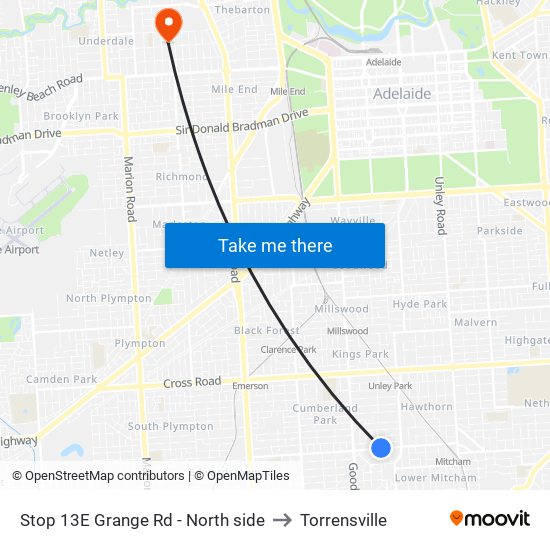 Stop 13E Grange Rd - North side to Torrensville map