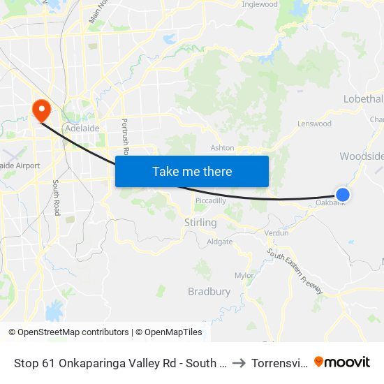 Stop 61 Onkaparinga Valley Rd - South side to Torrensville map