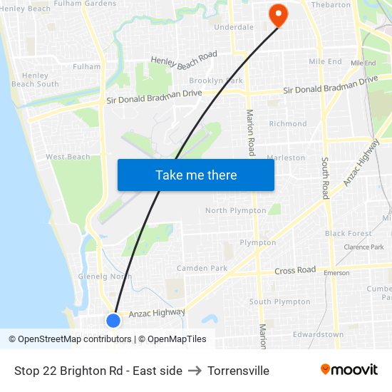 Stop 22 Brighton Rd - East side to Torrensville map