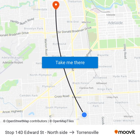 Stop 14D Edward St - North side to Torrensville map