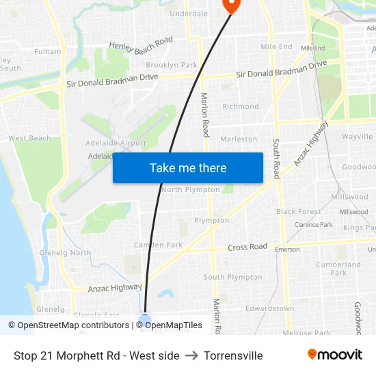 Stop 21 Morphett Rd - West side to Torrensville map