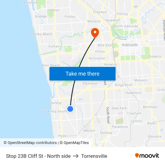 Stop 23B Cliff St - North side to Torrensville map