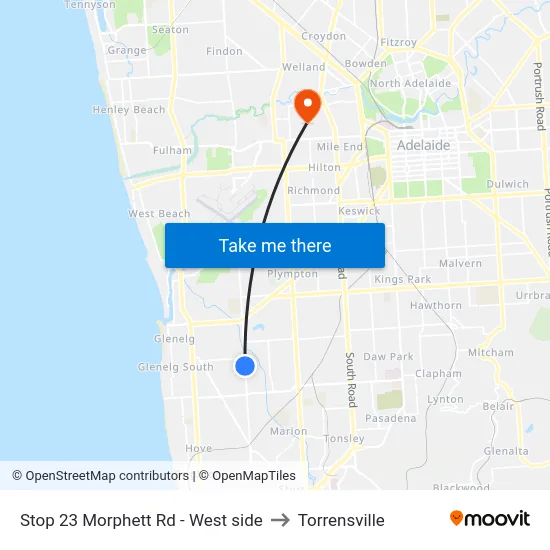 Stop 23 Morphett Rd - West side to Torrensville map