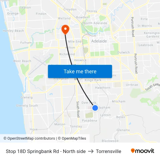 Stop 18D Springbank Rd - North side to Torrensville map