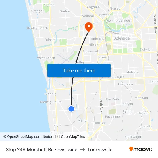 Stop 24A Morphett Rd - East side to Torrensville map
