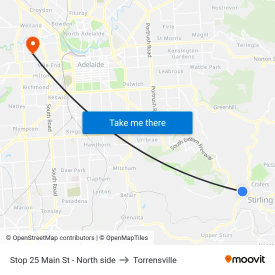 Stop 25 Main St - North side to Torrensville map