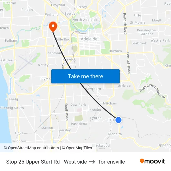 Stop 25 Upper Sturt Rd - West side to Torrensville map