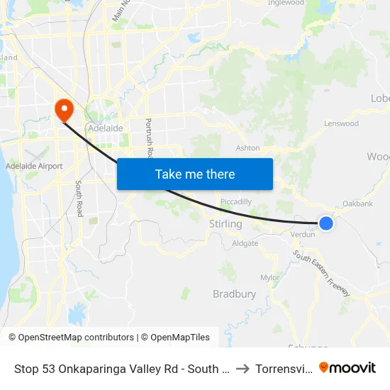 Stop 53 Onkaparinga Valley Rd - South side to Torrensville map
