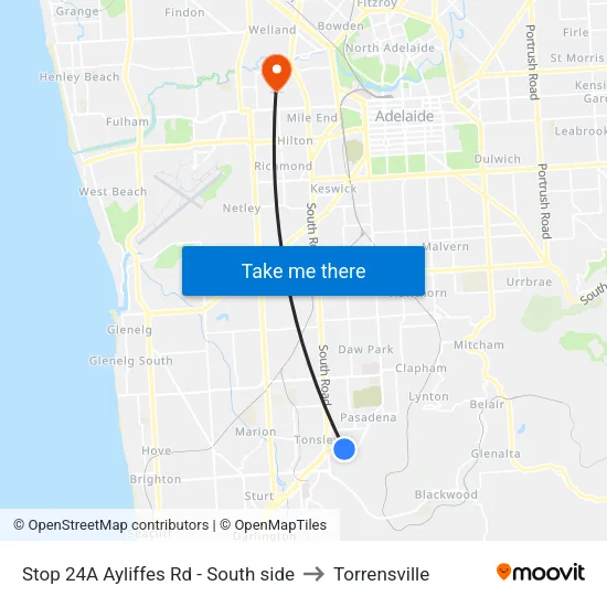 Stop 24A Ayliffes Rd - South side to Torrensville map