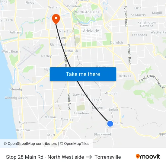 Stop 28 Main Rd - North West side to Torrensville map