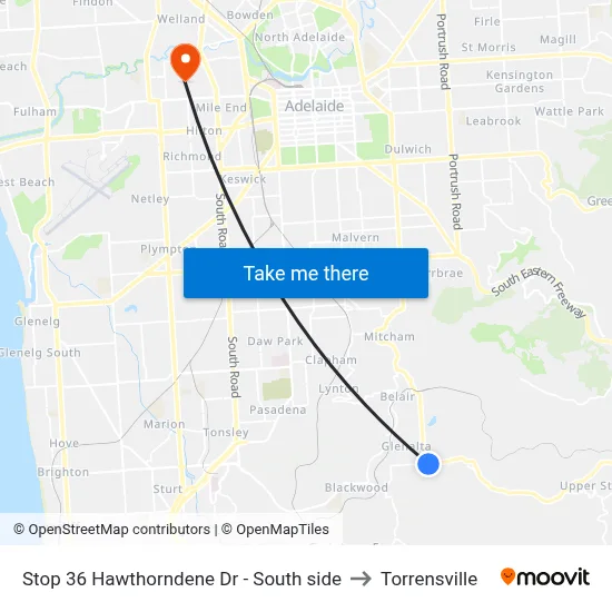 Stop 36 Hawthorndene Dr - South side to Torrensville map