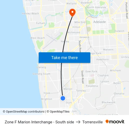Zone F Marion Interchange - South side to Torrensville map
