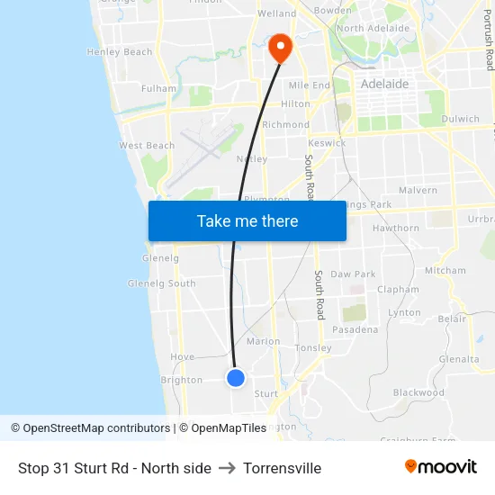 Stop 31 Sturt Rd - North side to Torrensville map