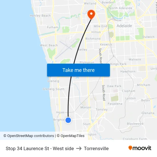 Stop 34 Laurence St - West side to Torrensville map