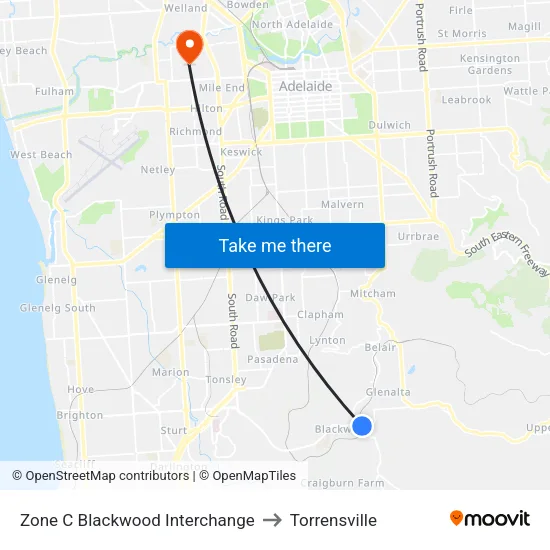 Zone C Blackwood Interchange to Torrensville map