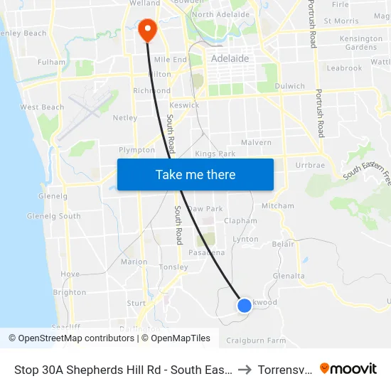 Stop 30A Shepherds Hill Rd - South East side to Torrensville map